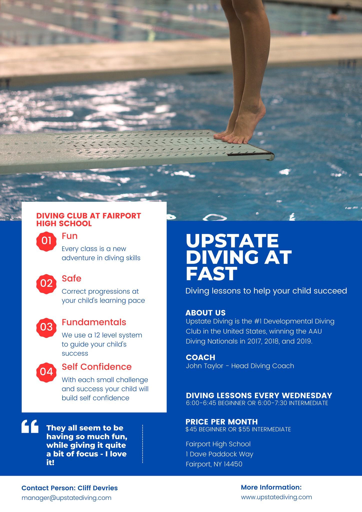 Upstate Diving Fairport Area Swim Team